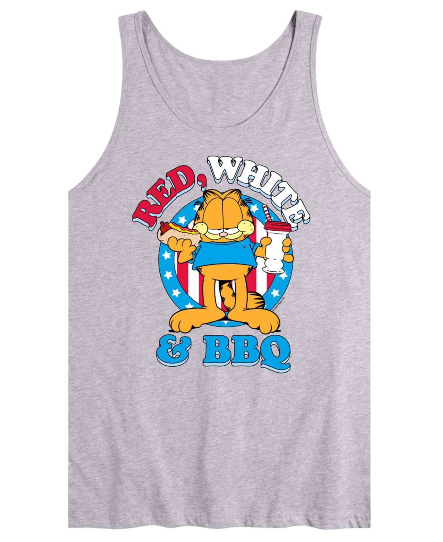Men's Garfield Red White And BBQ Sleeveless Graphic Tank Top