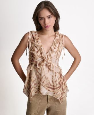 Women's Printed Deep V-Neck Top
