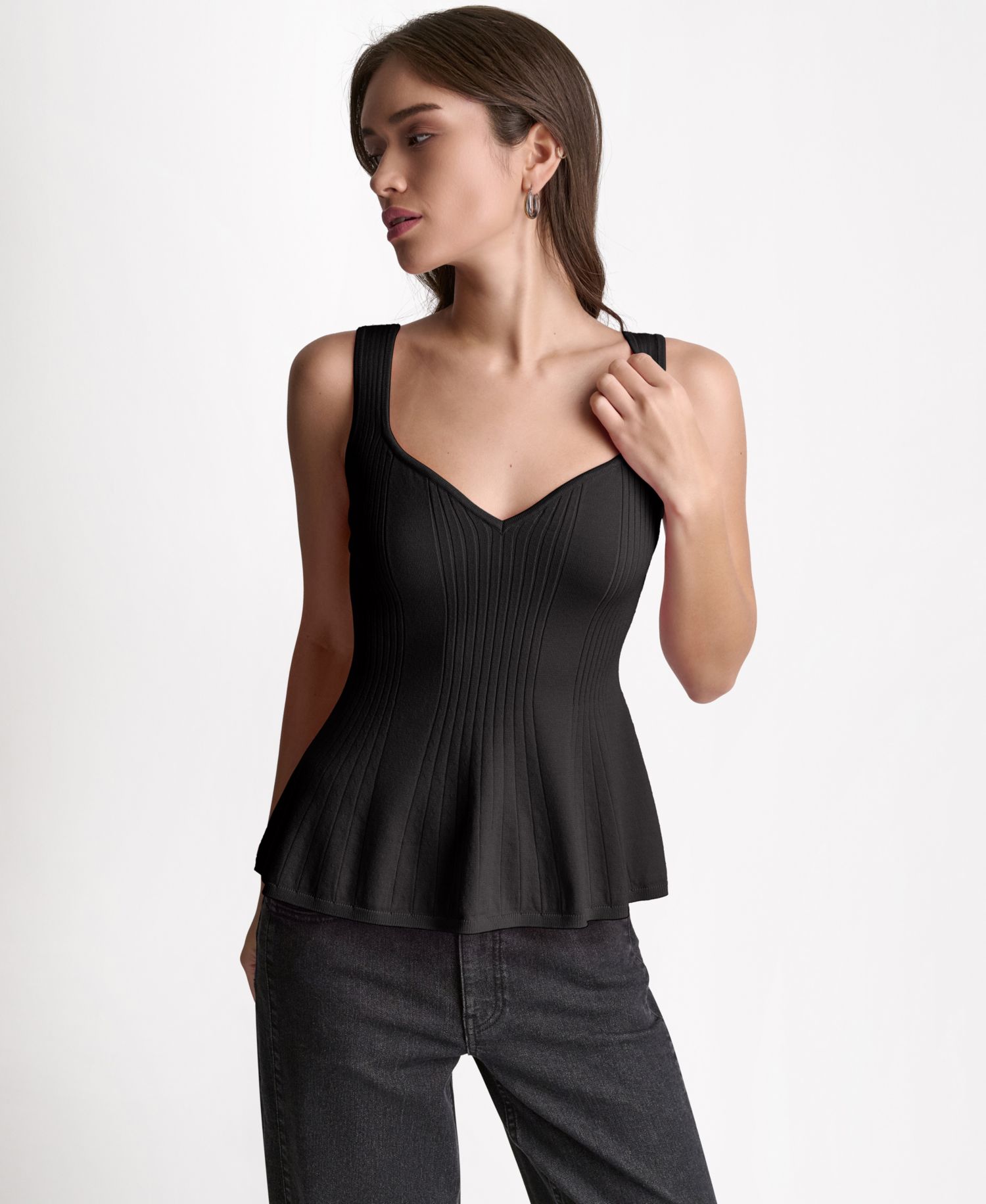 Women's Peplum Rib Sleeveless Tank Top