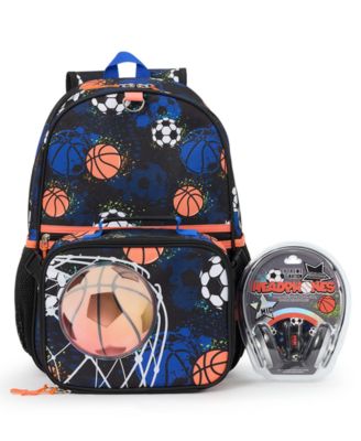 Boys' Lenticular Sports Backpack, Lunch Box and Headphone, 3-Piece Set
