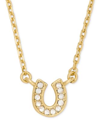 Gold-Tone You're a Gem Pave Horseshoe Short Pendant Necklace