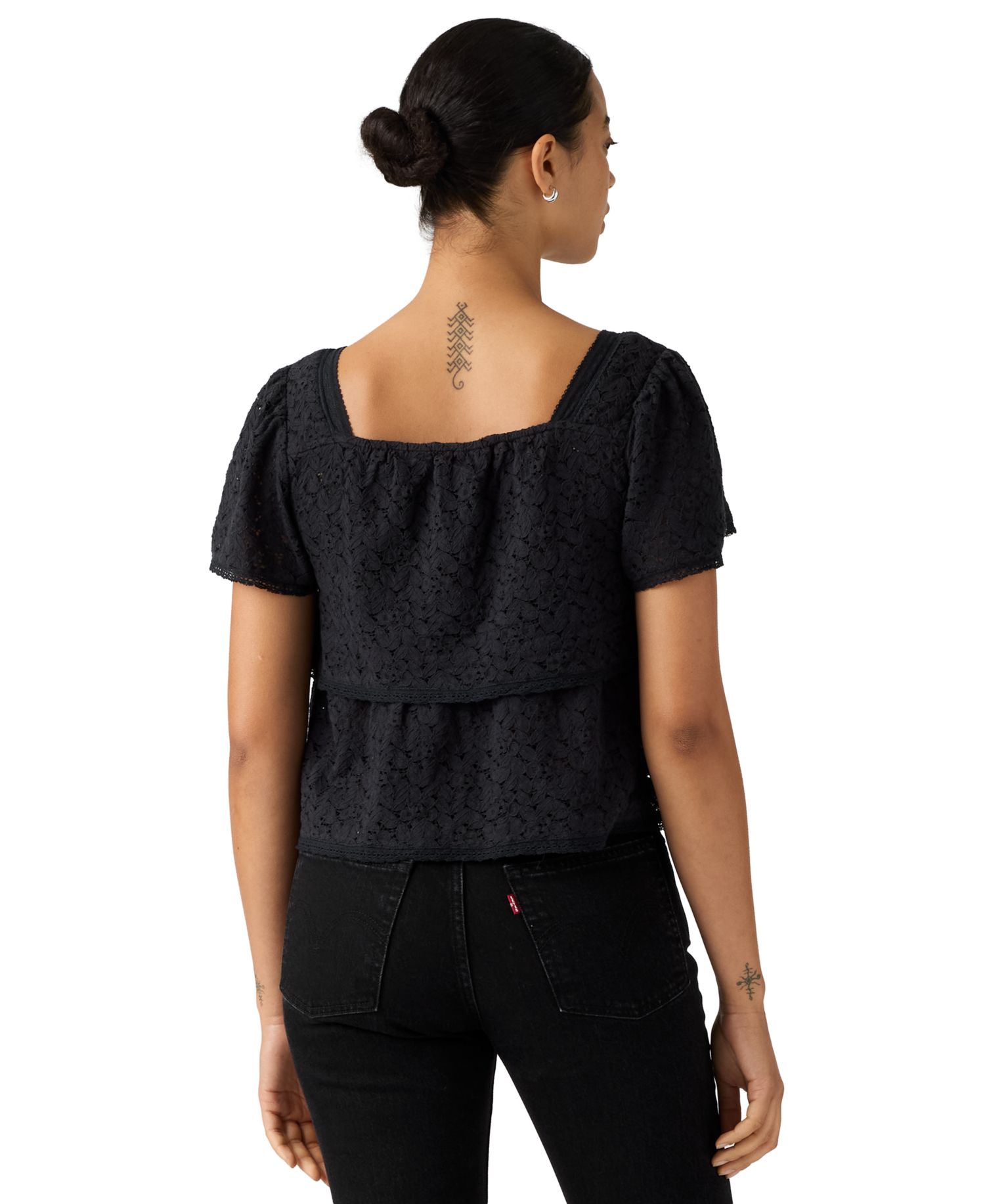 Premium Women's Cotton-Blend Short-Sleeve Lace Top