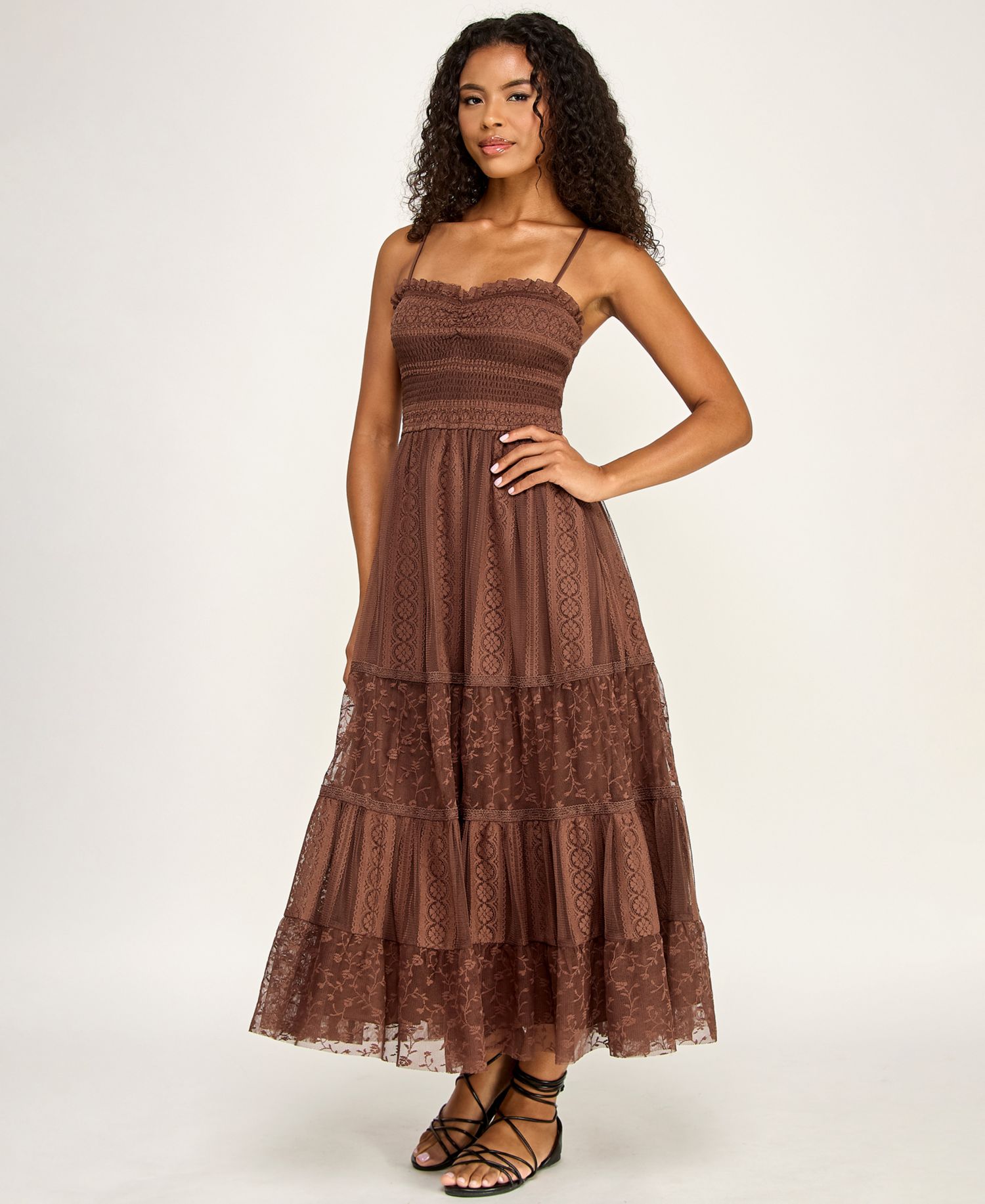 Juniors' Sweetheart Neck Midi Dress