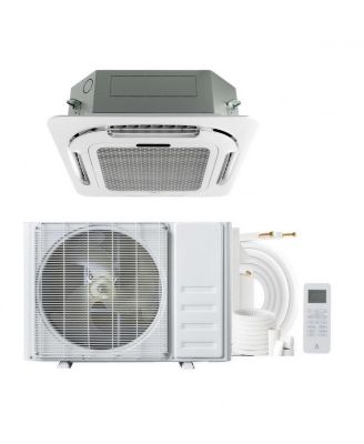 18000 BTU Ceiling Cassette Mini Split AC and Heat Pump, 20.5 SEER2, 360degree(s) Airflow, WiFi, 230V, 25FT Kit