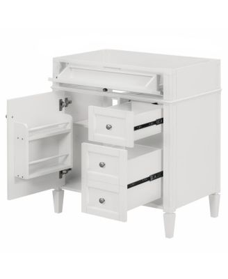 29.3 Inch Modern Solid Wood MDF, Tip-Out Drawer, Adjustable Shelf, Roman Legs for Small Bathroom