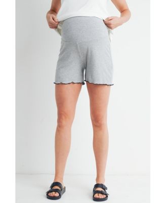 Maternity Ribbed Lounge Shorts with Over-the-Belly Waistband