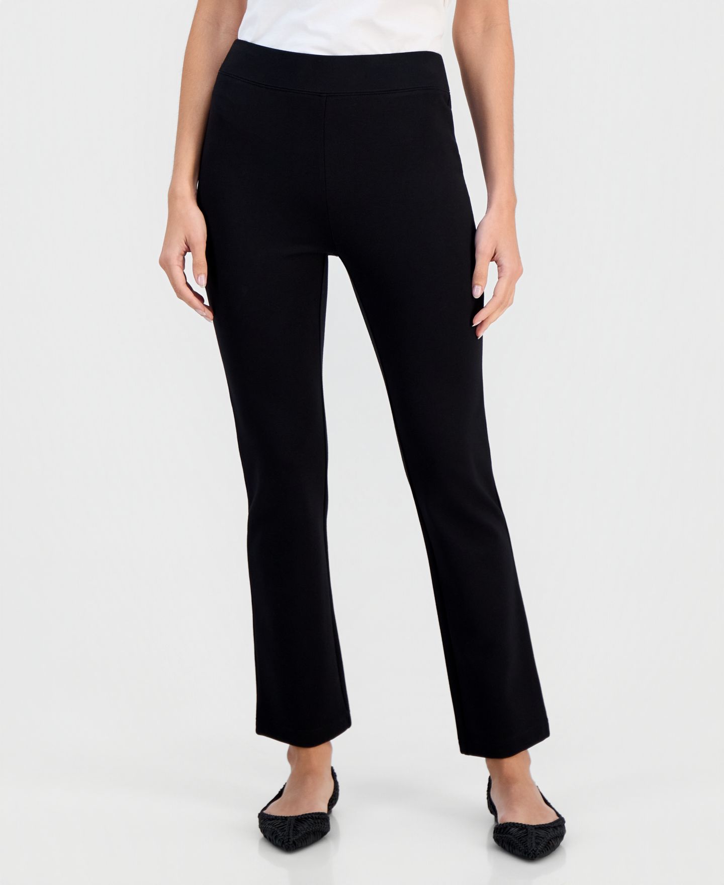 Женские брюки I.N.C. International Concepts Petite High-Rise Slim Straight-Leg, цвет: Глубокий чёрный — фото 2