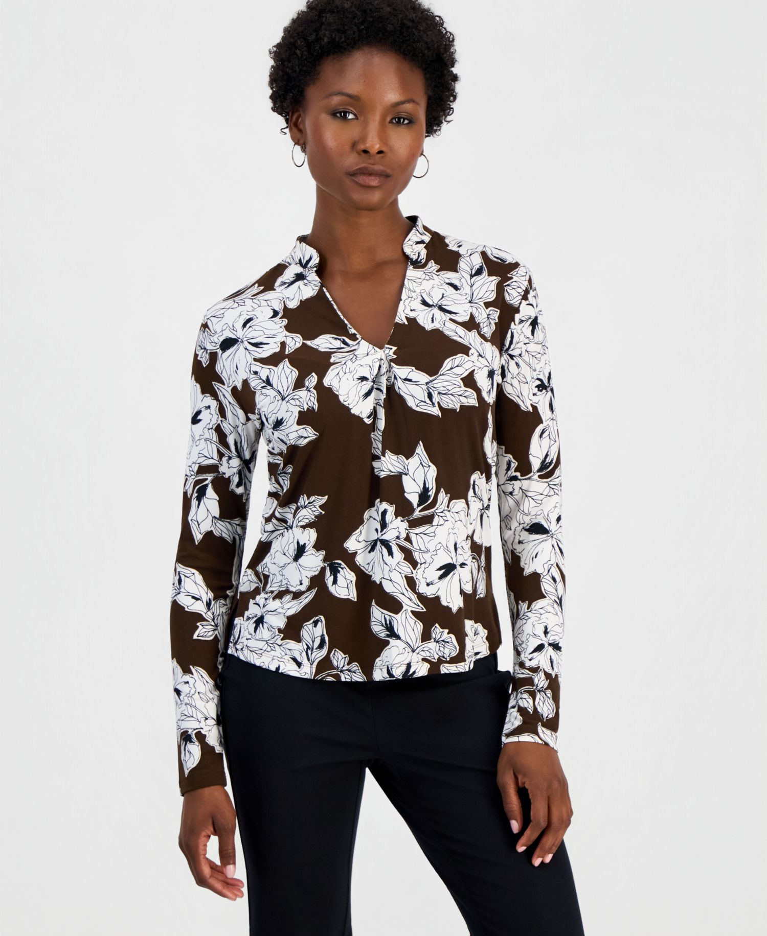 Petite Floral Long-Sleeve Top