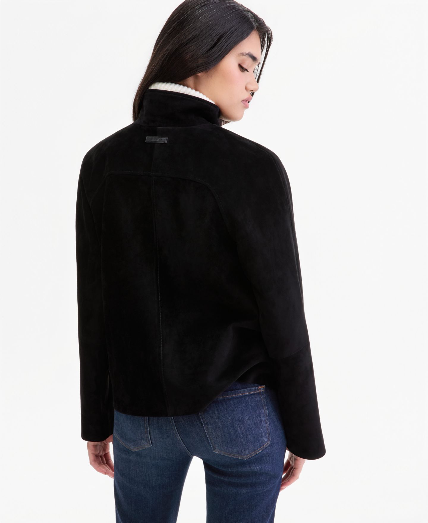 Женская куртка Calvin Klein Suede Zip-Up Jacket, Created for Macy's, цвет: Чёрный — фото 5
