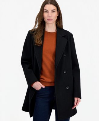 Petite Notch Collar Double Breasted Peacoat, Created for Macy's