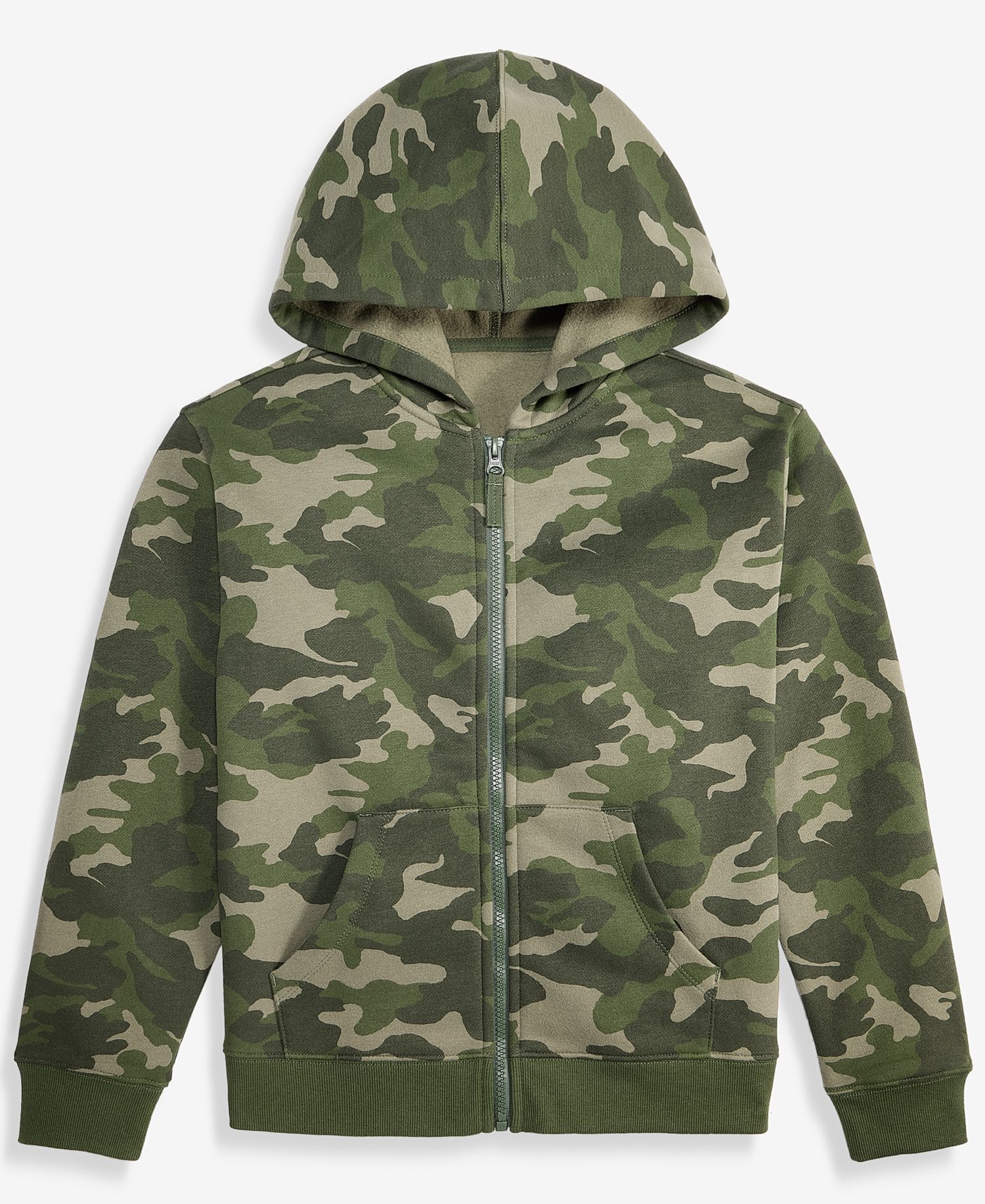 Boys' XS-XL Camo-Print Zip-Up Hoodie