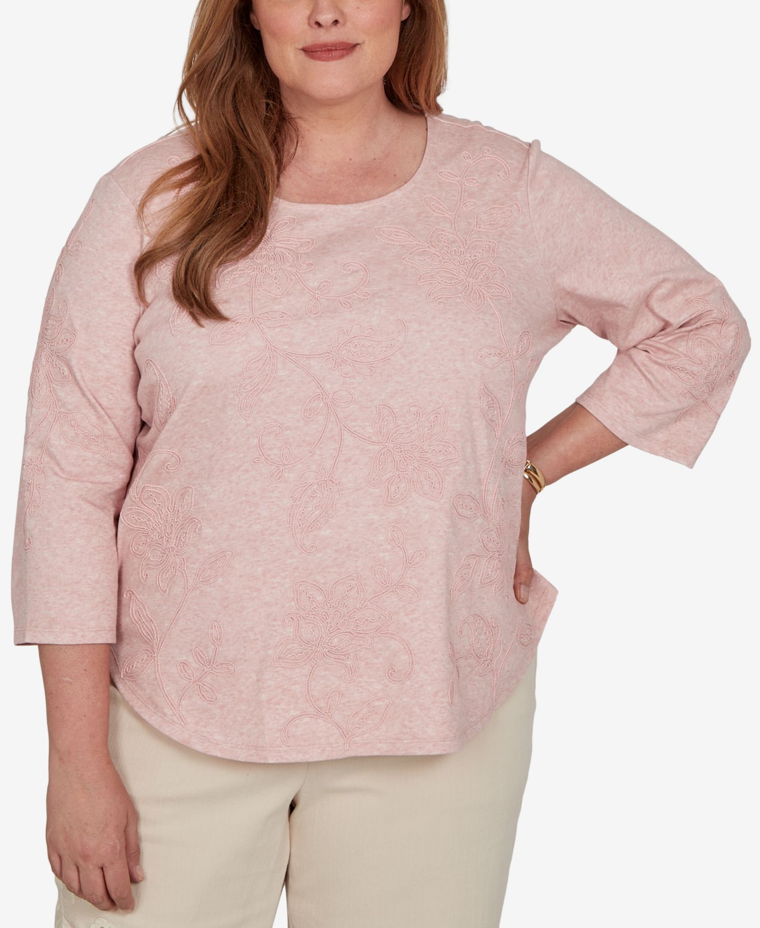 Plus Size Camden Market Tonal Floral Soutache Knit Top