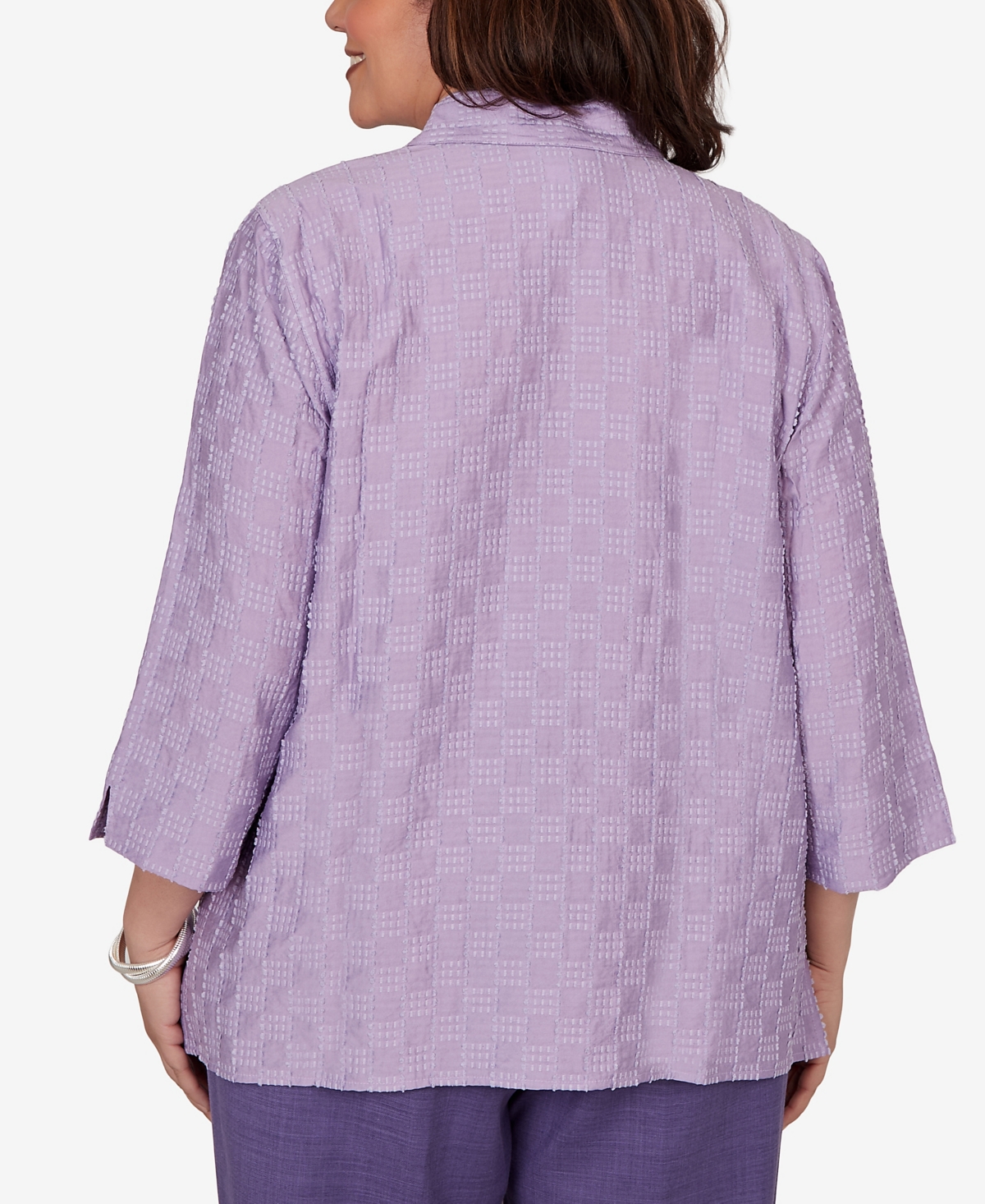 Alfred Dunner Plus Grand Bazaar Box Textured Button Front Top
