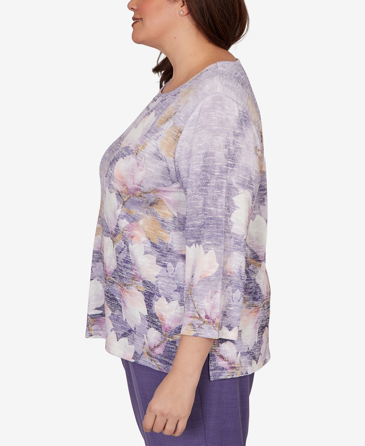 Alfred Dunner Plus Grand Bazaar Amethyst Floral Top