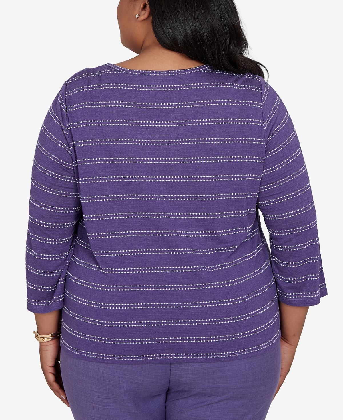 Alfred Dunner Plus Grand Bazaar Twisted Hem Chevron Top