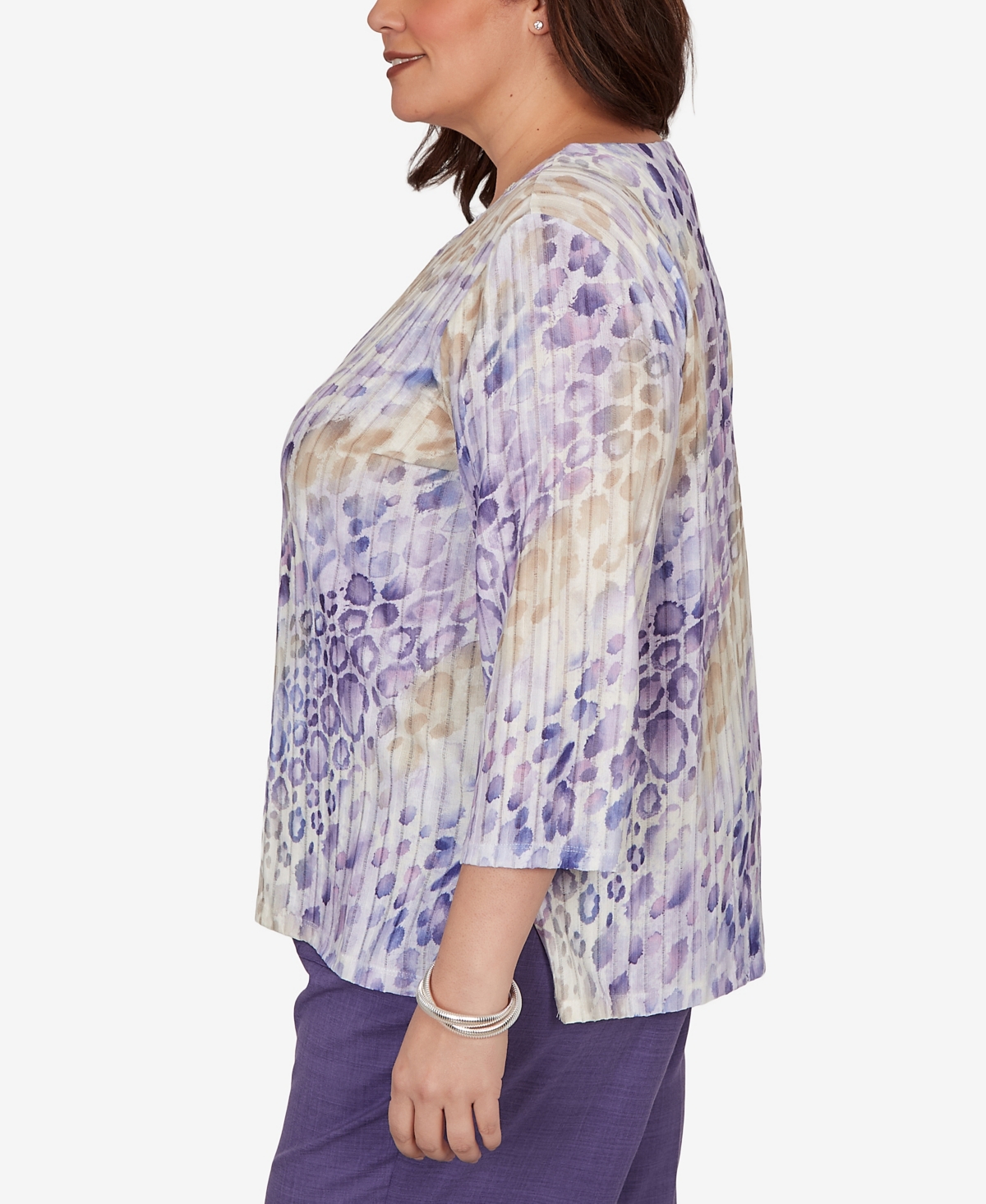 Alfred Dunner Plus Grand Bazaar Animal Print Ribbed Knit Top