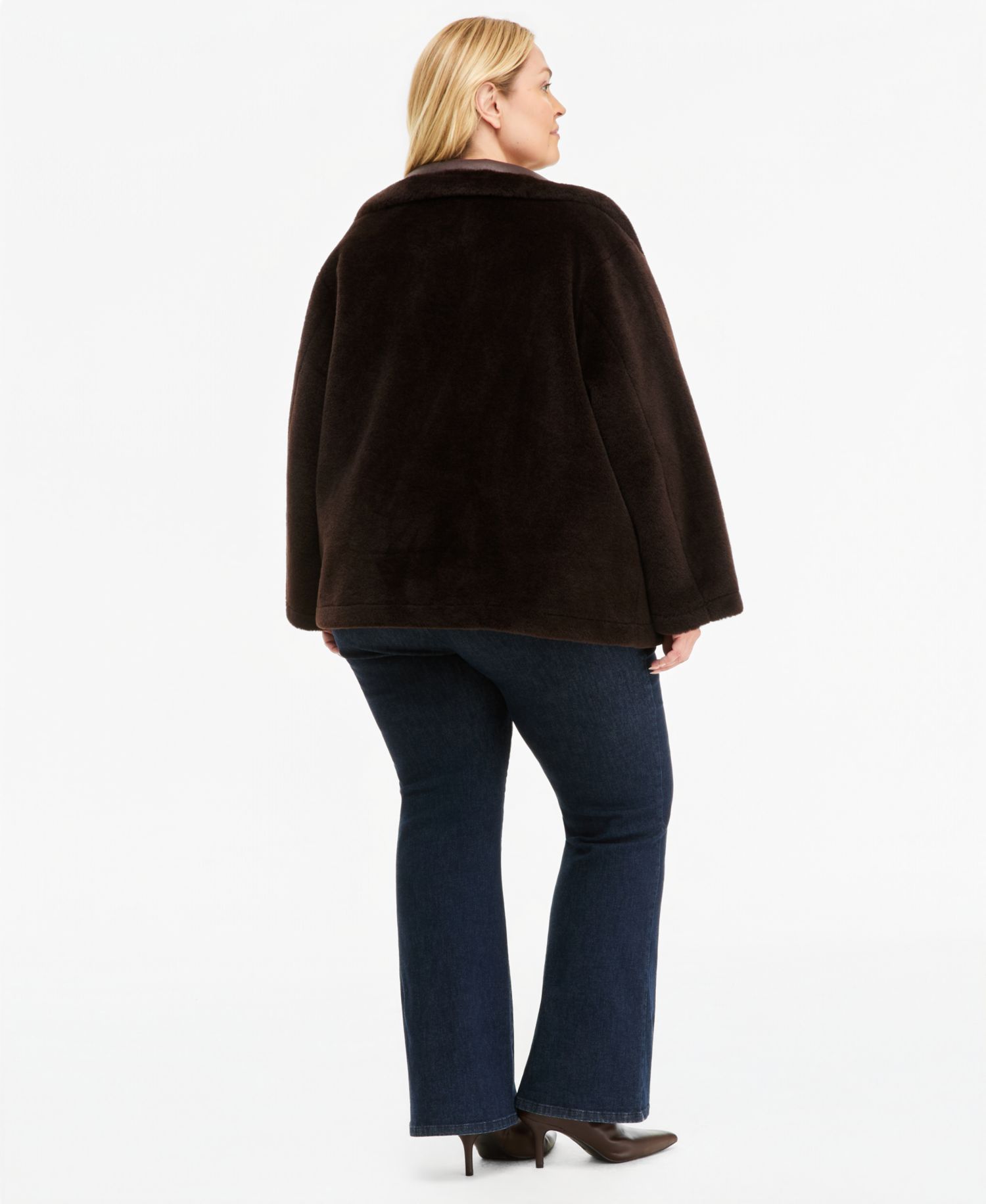 Plus Size Funnel-Neck Teddy Jacket, Created for Macy's