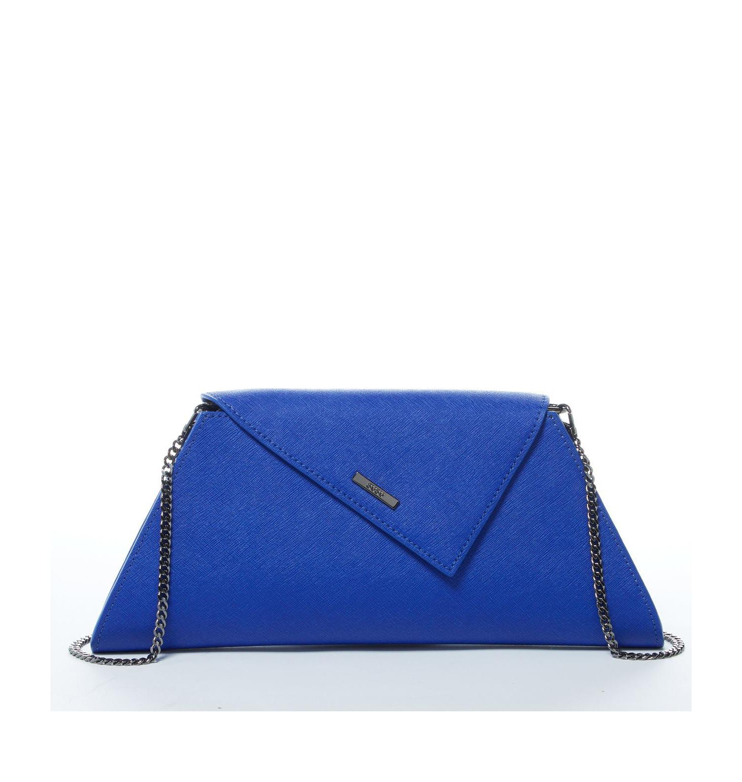 Saffiano Leather Clutch Bag Evening Purse Crossbody Cobalt Blue Unique Women's Handbag