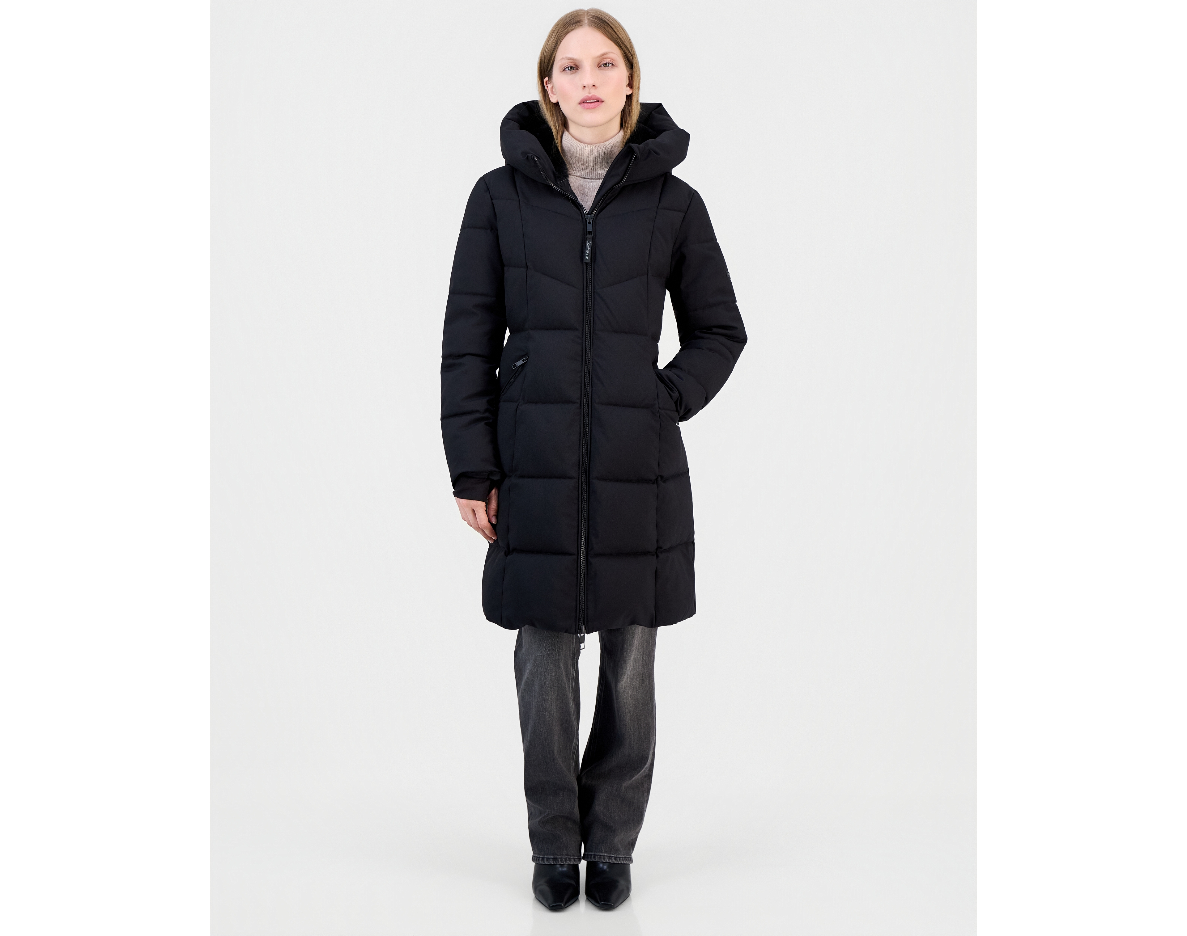 Calvin Klein Women's Hooded Zippered Puffer Coat
