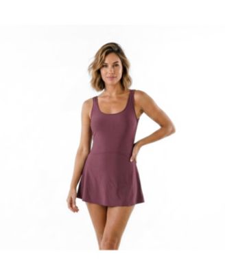 Women's Hayley Tankini-Style Swim Dress With Adjustable Straps and Hidden Bikini Bottoms