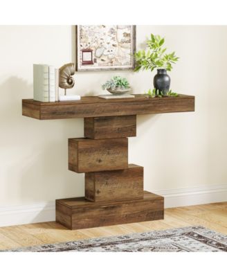 Farmhouse Console Table, 42.5-Inch Narrow Wood Sofa Table Behind Couch, Industrial Entryway Accent Table