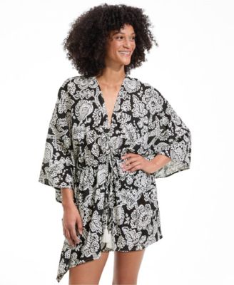 Women's Cotton Tie Front Kimono Cover Up