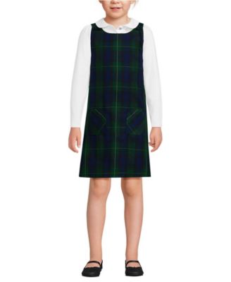 Big Girls Plaid Button Shoulder Patch Pocket Jumper