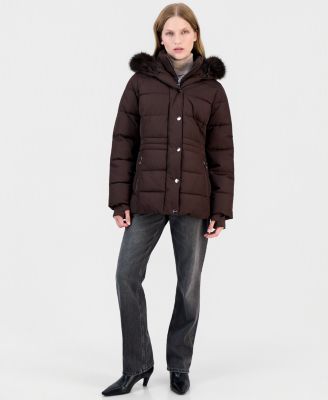 Women's Faux-Fur Hooded Utility Puffer Coat