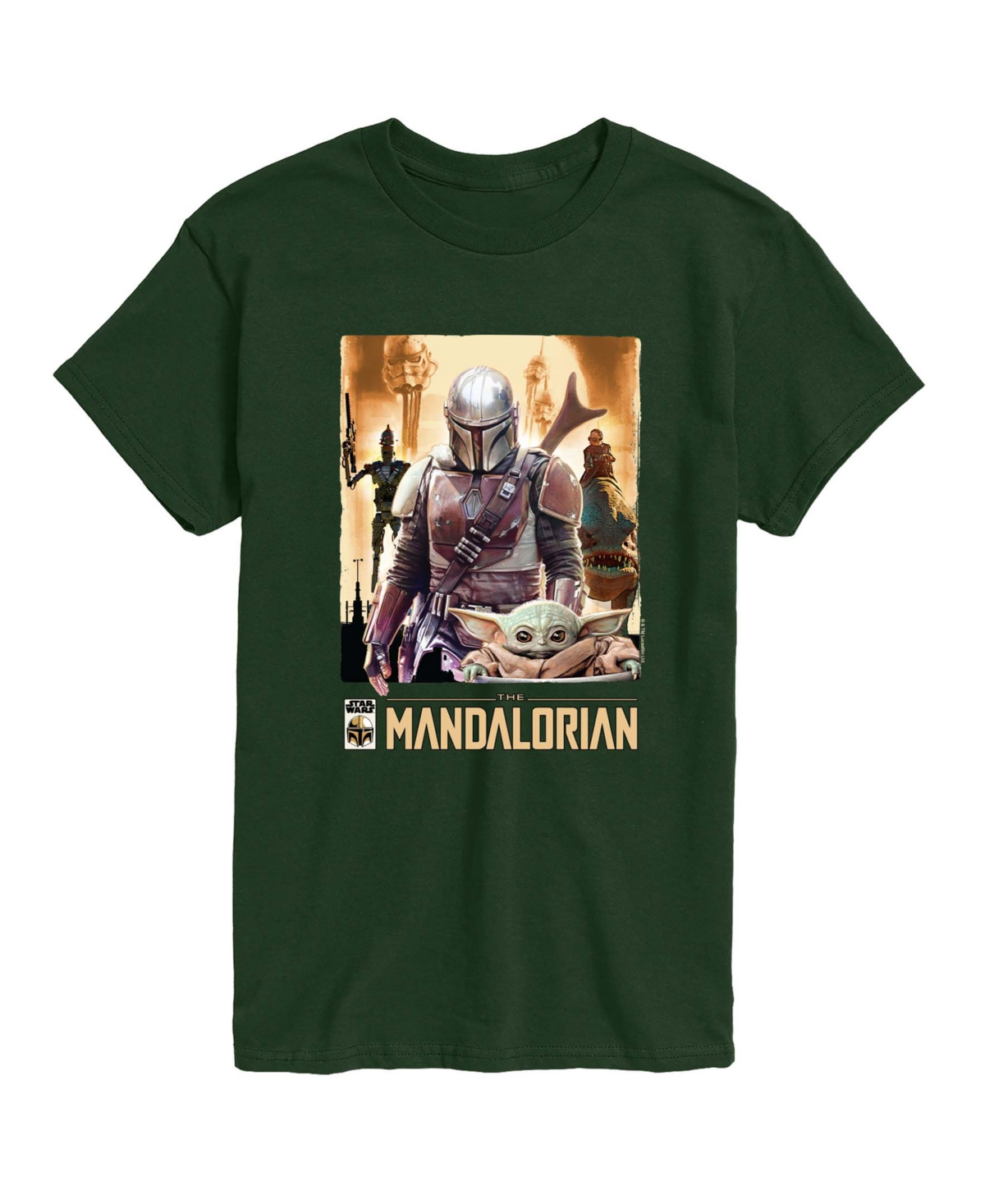 Airwaves Men's The Mandalorian Collage Short-Sleeve Graphic T-Shirt - Forest Green