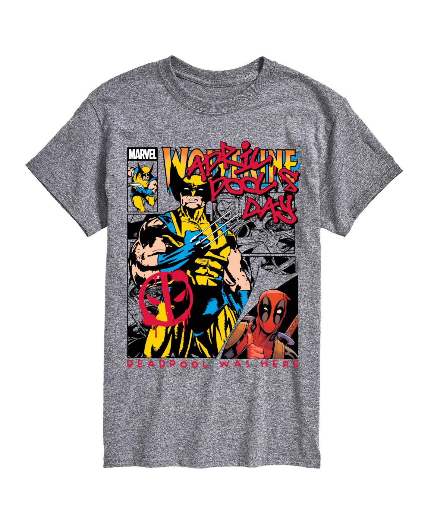 Мужская футболка AIRWAVES Deadpool April Pools Day Comic Short-Sleeve Graphic, цвет: Меланжевый — фото 1