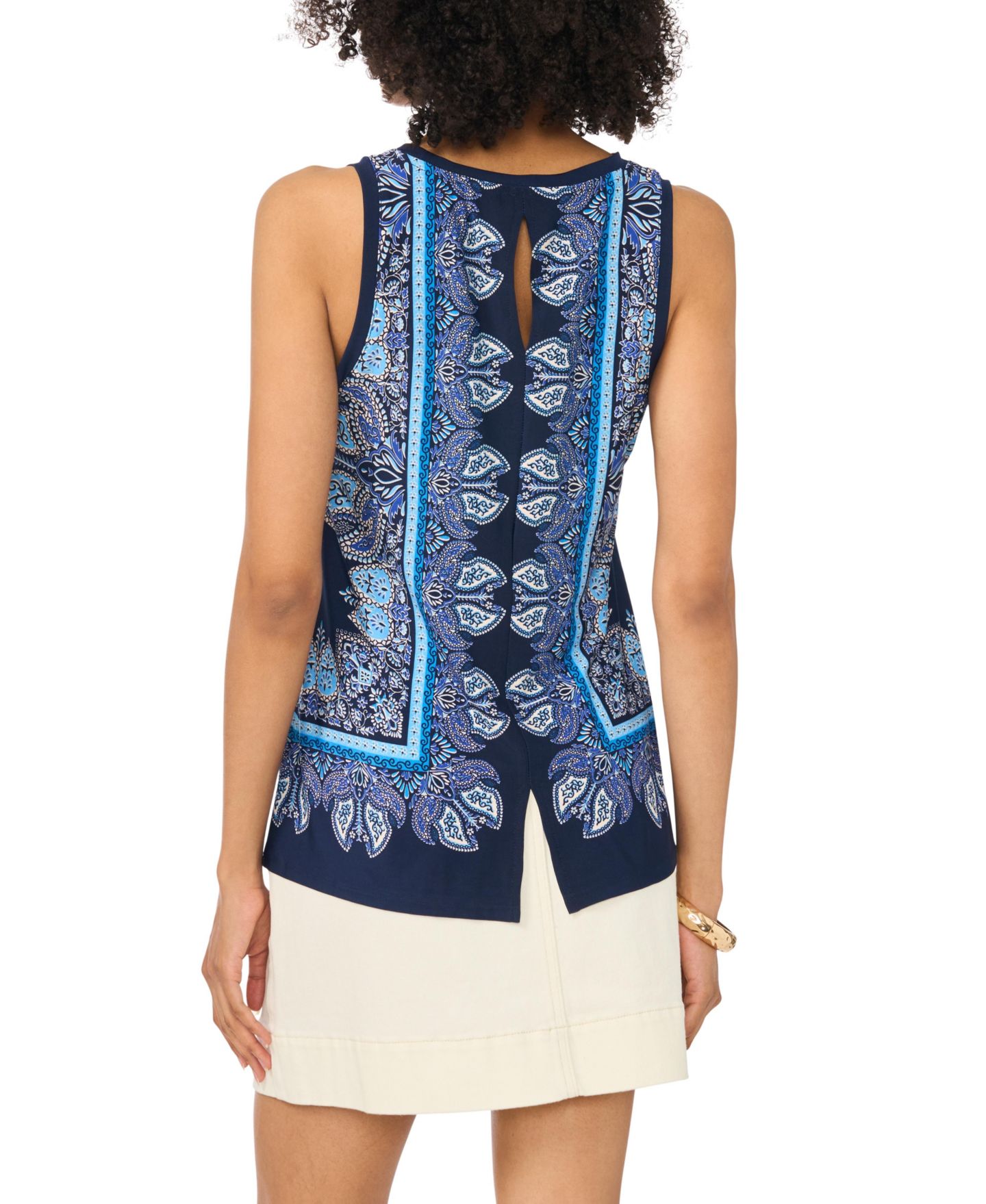 Женский топ Vince Camuto Printed Sleeveless Tank Top, цвет: Тёмно-синий — фото 4