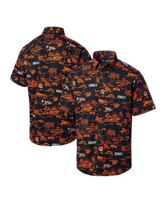 Men's Black Cincinnati Bengals Throwback Kekai&nbsp;Print Button-Up Shirt