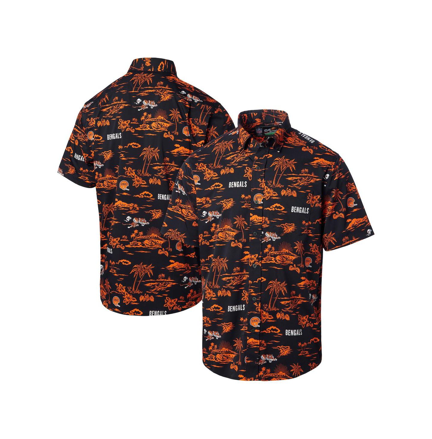 Мужская рубашка Reyn Spooner Black Cincinnati Bengals Throwback Kekai Print Button-Up — фото 1