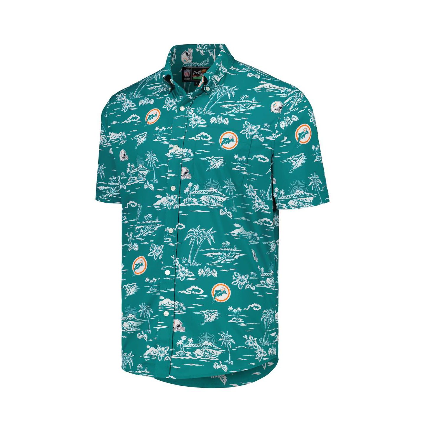 Мужская рубашка Reyn Spooner Aqua Miami Dolphins Throwback Kekai Print Button-Up — фото 2