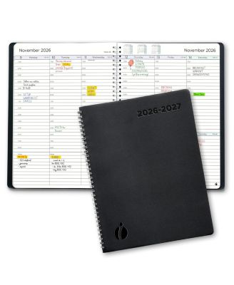 Academic Planner 2026-2027 Hourly Weekly Monthly Appointment Book Flexible Cover Twin-wire Binding Productivity June ,July