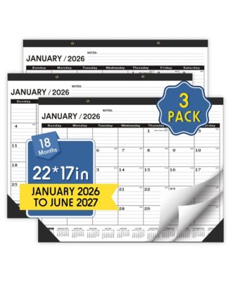 Desk Calendar 18 Month PVC Cover Round Holes Notes  2026