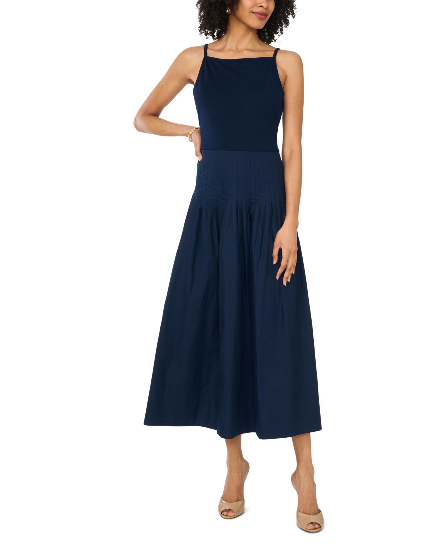 Women's Sleeveless Cotton Midi Dress