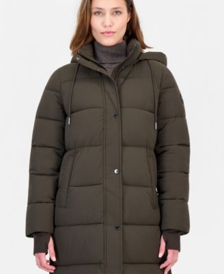 Michael Kors Women's Hooded Drawstring Quilted Maxi Puffer Coat