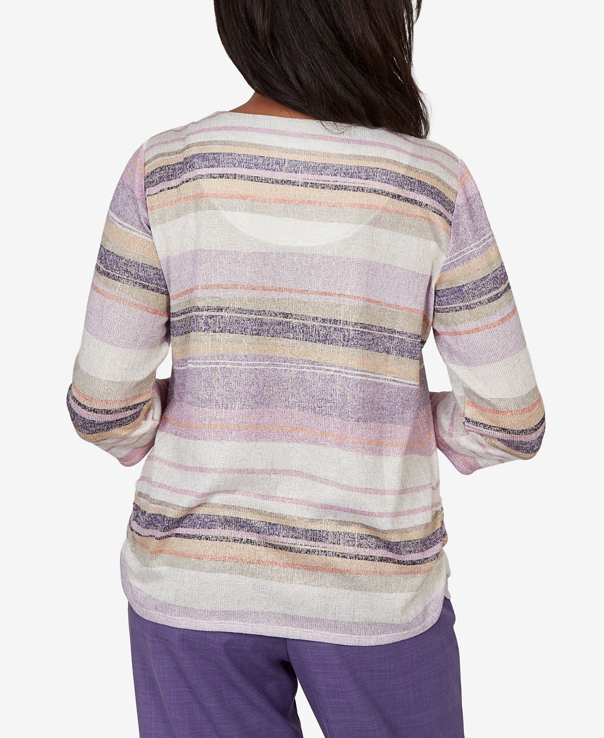 Alfred Dunner Petite Grand Bazaar Mixed Stripe Knit Top
