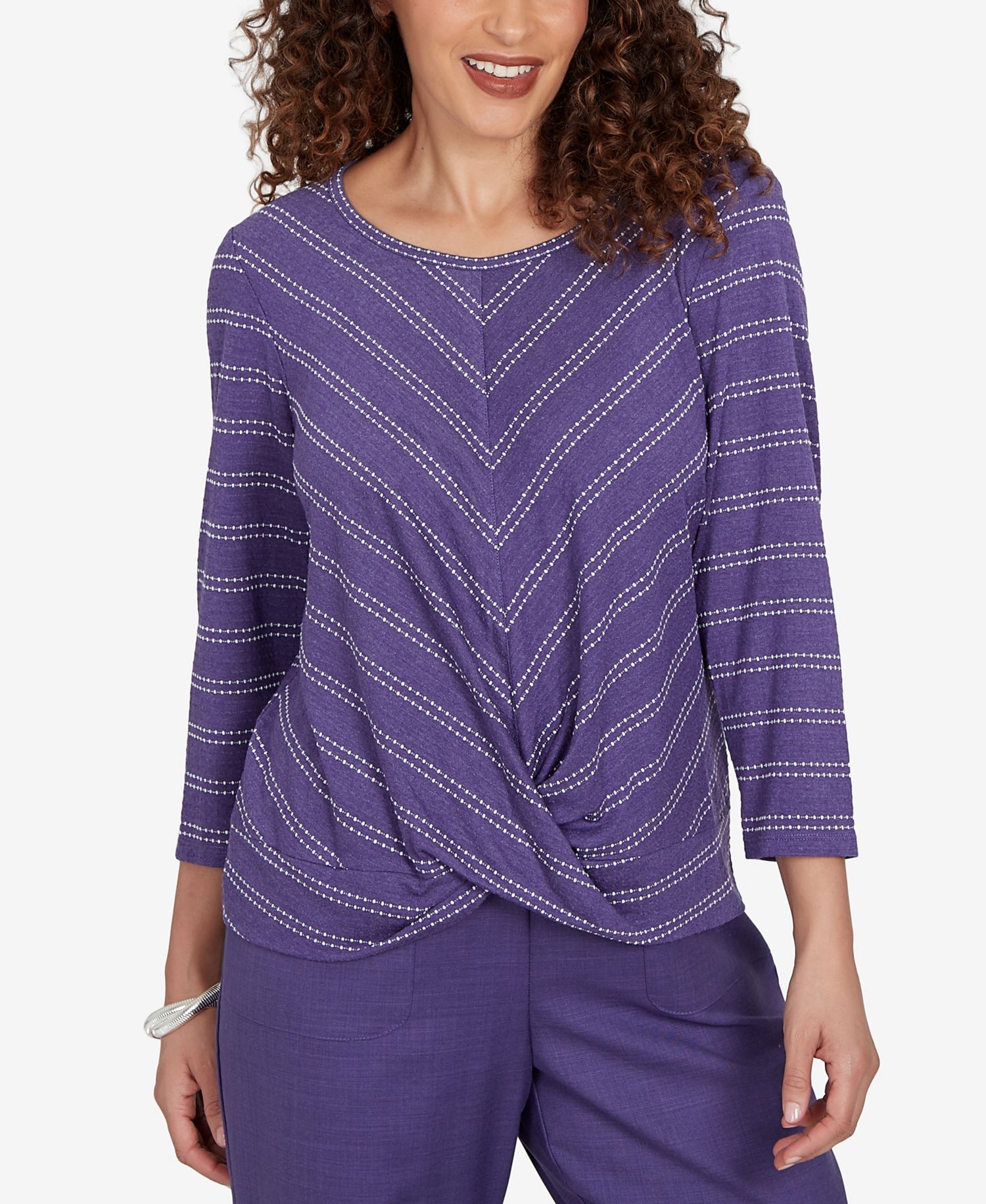 Petite Grand Bazaar Twisted Hem Chevron Top