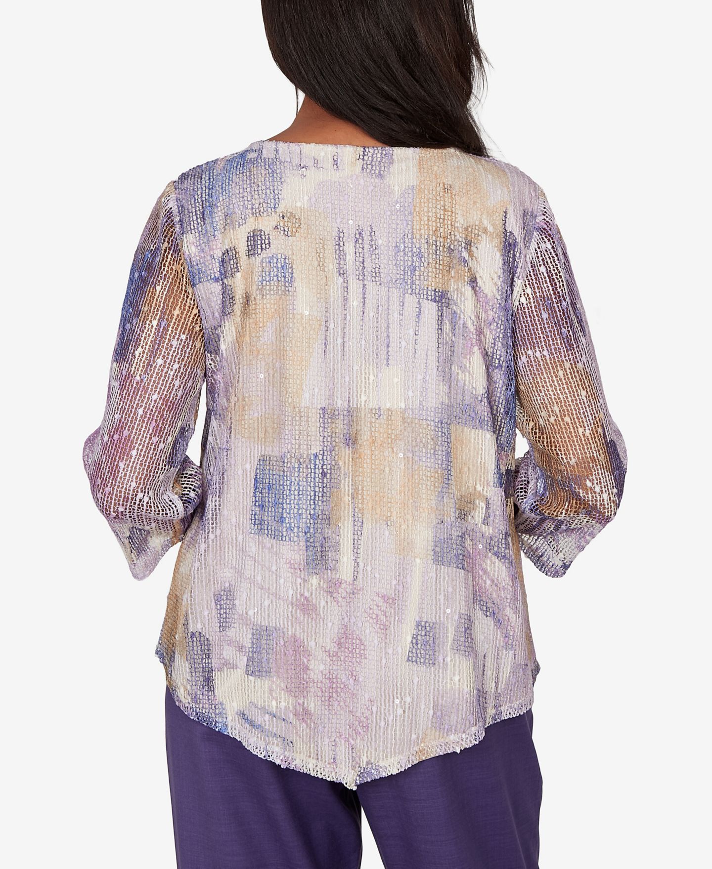 Женский топ Alfred Dunner Petite Grand Bazaar Stained Glass Mesh with Necklace, цвет: Разноцветный — фото 5