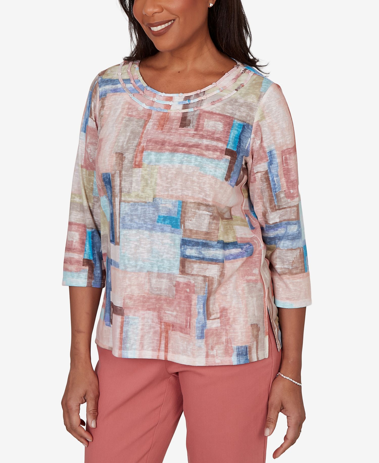 Petite Camden Market Painted Color Blocks Knit Top
