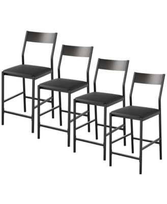 2/4 Pack 24" Counter Height Bar Stools, PU Leather Upholstered Chairs with Back, Footrest, 300 lb Capacity, Kitchen Island