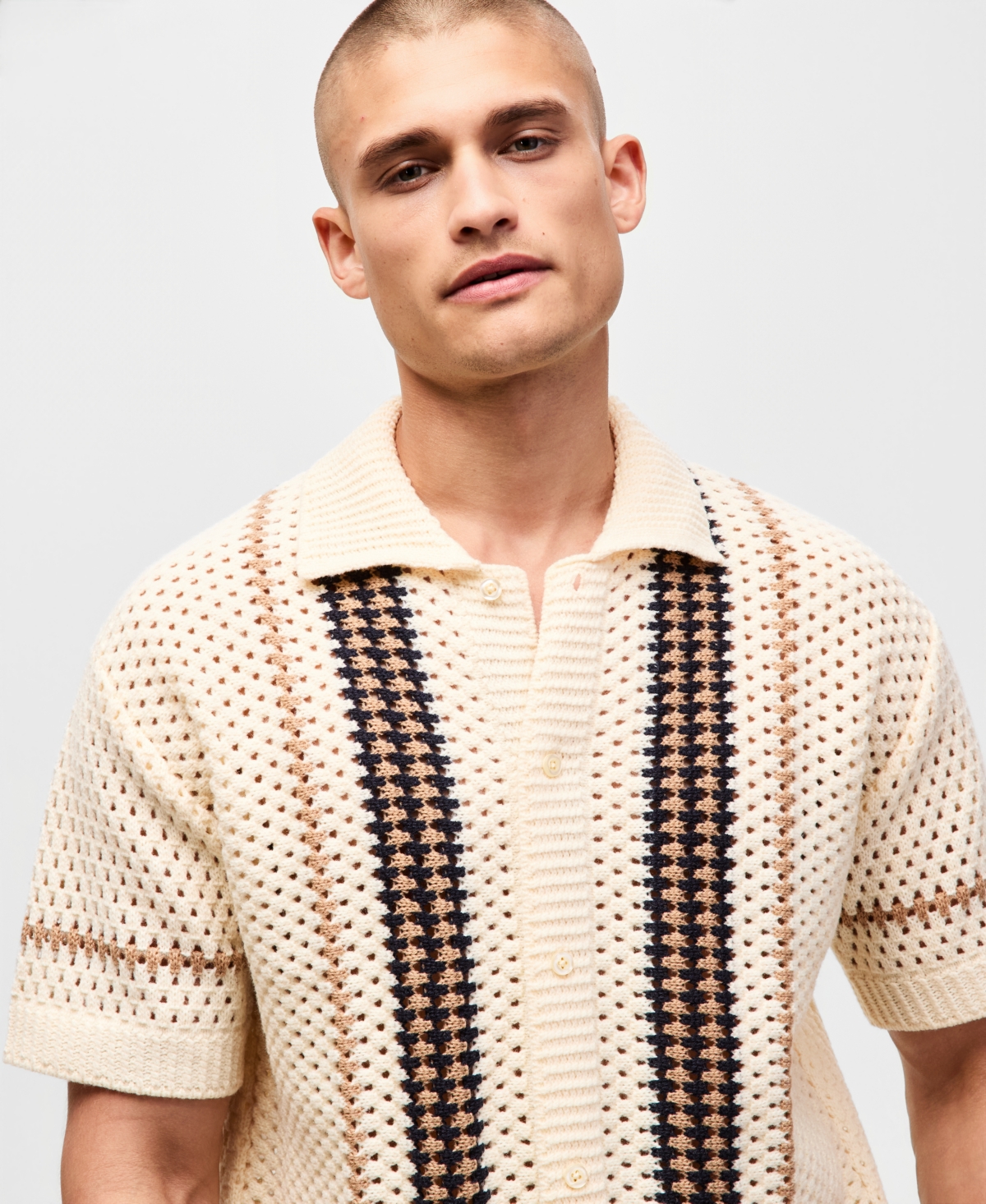 Mode of One Men's Relaxed-Fit Textured Short-Sleeve Sweater, Macy's Exclusive