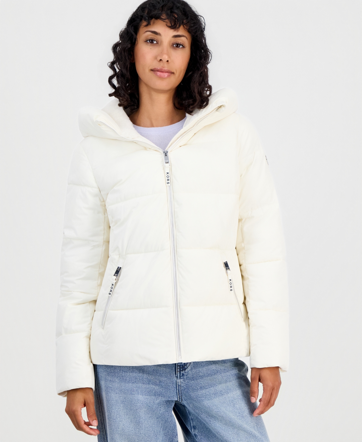 Michael Kors Women's Faux-Fur-Trim Hooded Puffer Coat - Oxblood