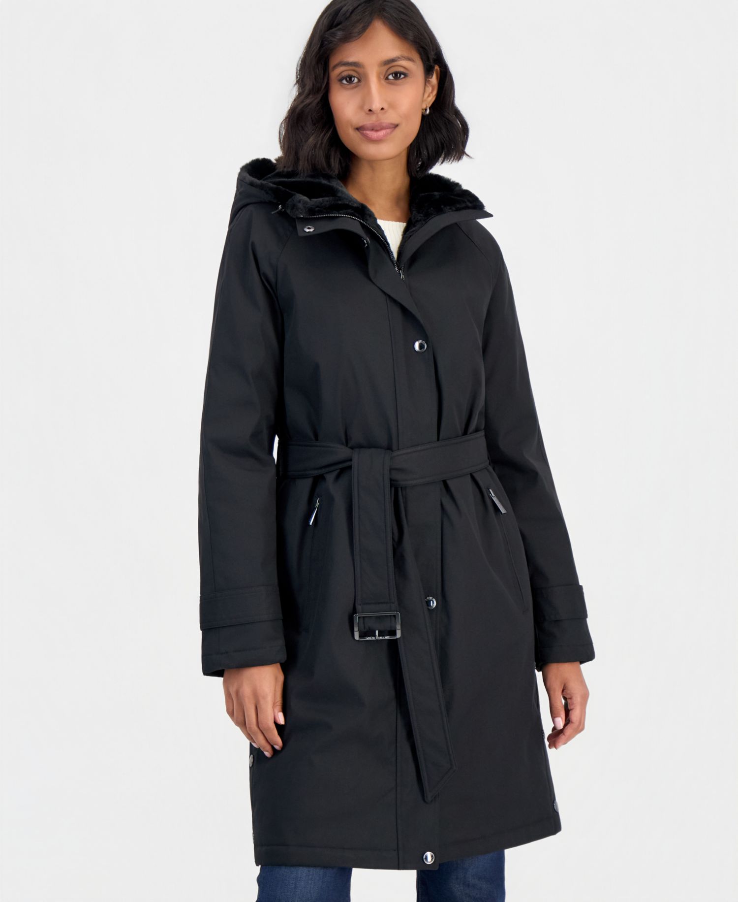Women's Softshell Hooded Faux Fur Collar Coat