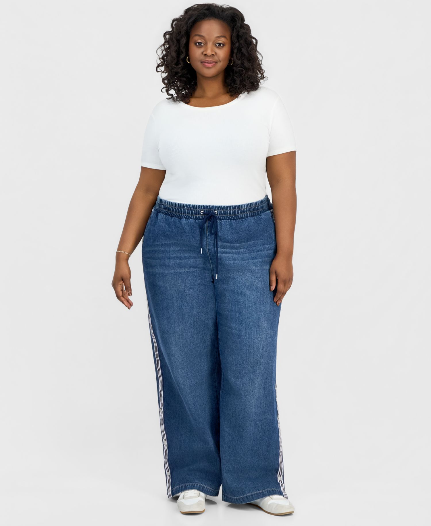 Trendy Plus Size Side-Striped Breakaway Jeans