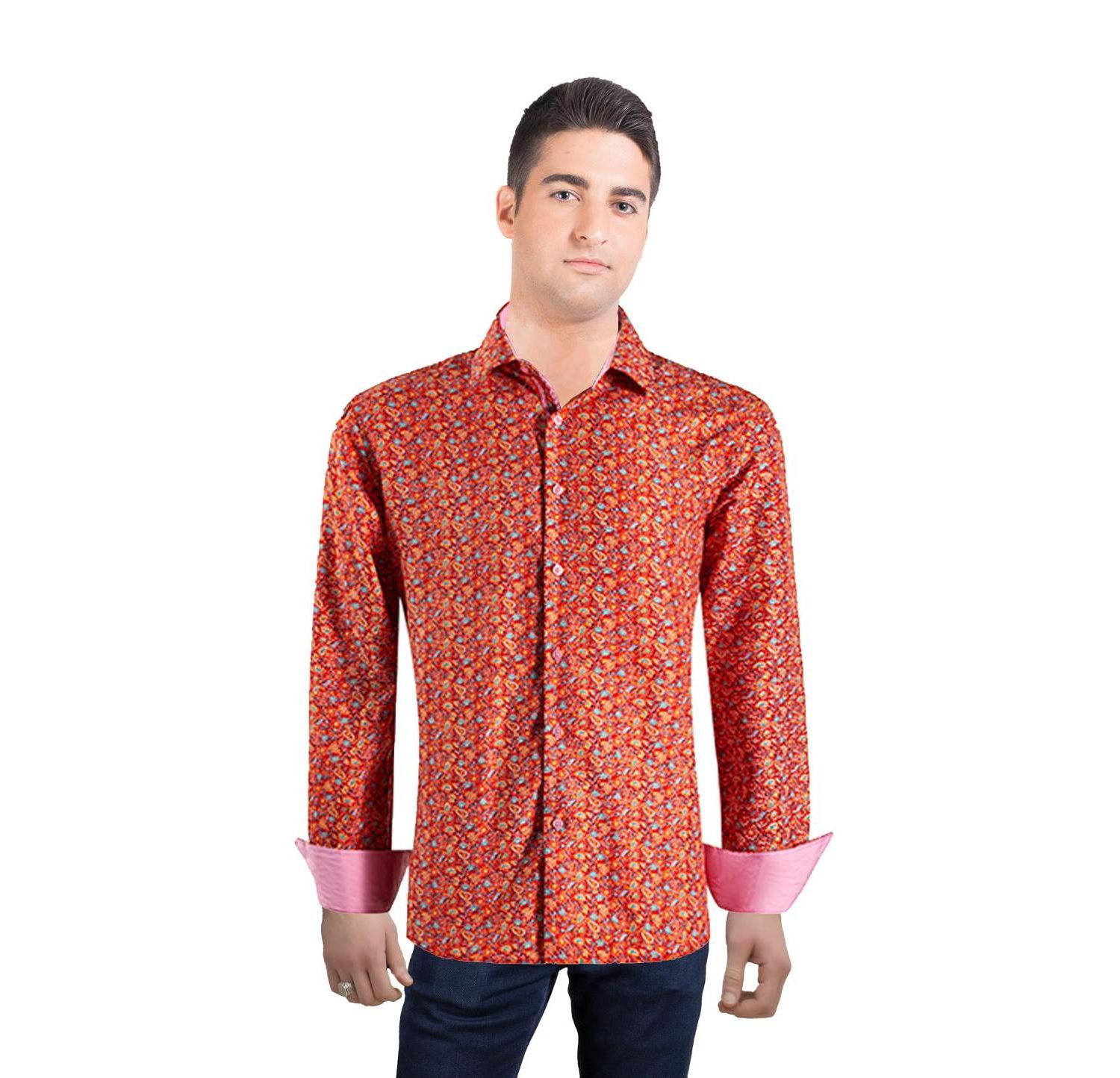 Men's Slim Fit Paisley Print Button-Down Shirt