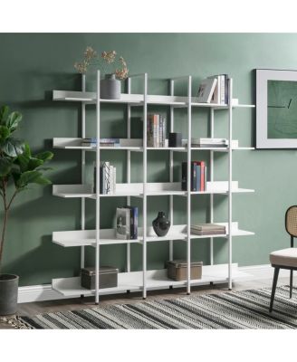 5-Tier Vintage Industrial Open Bookshelf with Metal Frame