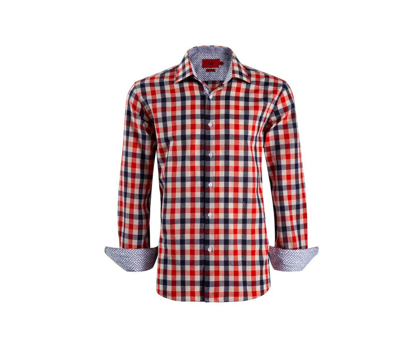Мужская рубашка Elie Balleh Slim Fit Gingham Plaid, цвет: Красный — фото 2